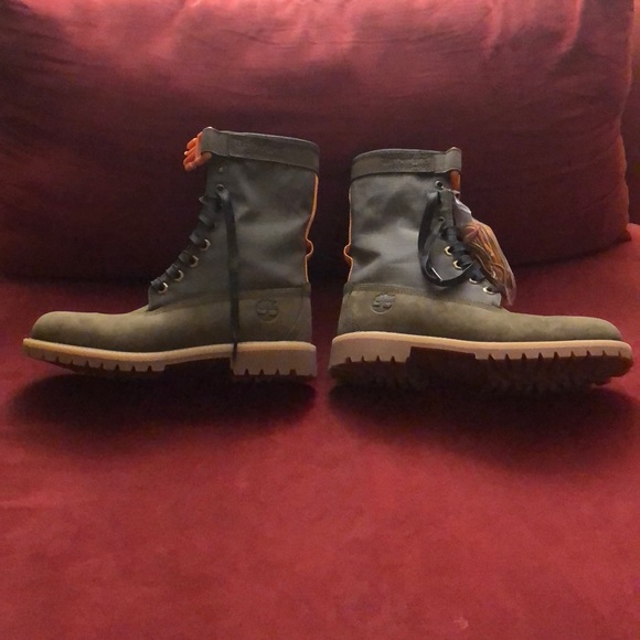 green and orange timberland